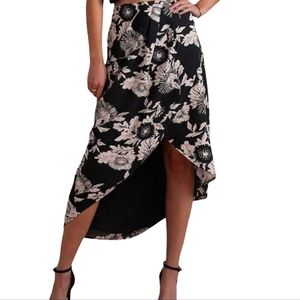 NEW BANANA REPUBLIC FACTORY Green Floral Sarang Zip Midi Shirttail Hem Skirt 10